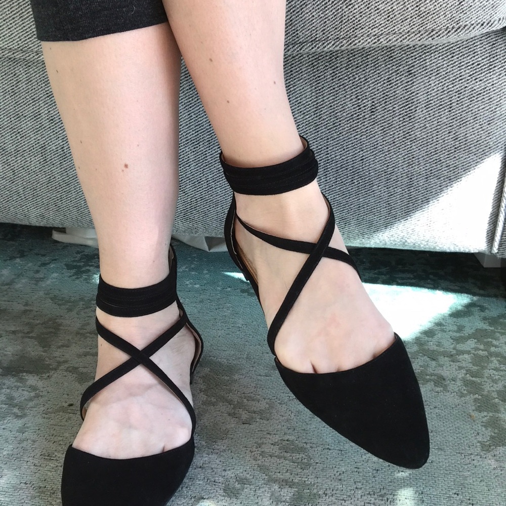 Jessica Simpson Black Crisscross Ballet Flats